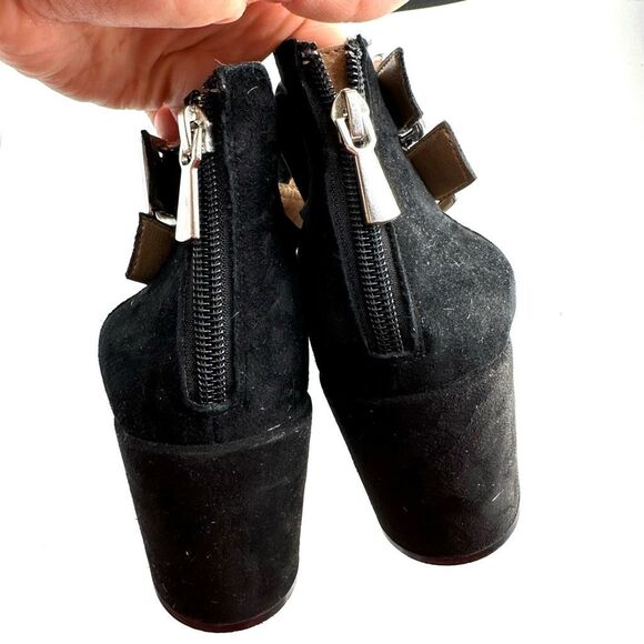 BP Nordstrom Black Suede Leather Strappy Buckle Zipper Back Open Toe Sandal 10 - Picture 5 of 7